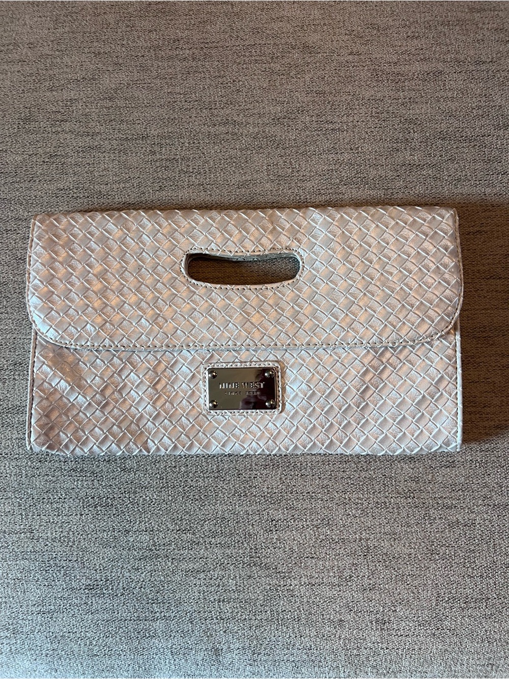Nine West Silver Woven Clutch